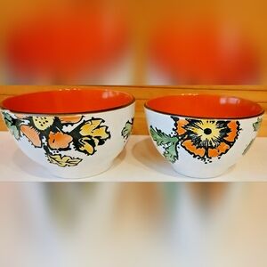 Spectrum Set of 2 Scabiosa Bowls 5.5" X 3 3/8"   Colorful Retro Design New
